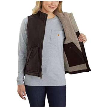 Carhartt Women's Warm Sherpa-Lined Vest - Dark Brown
