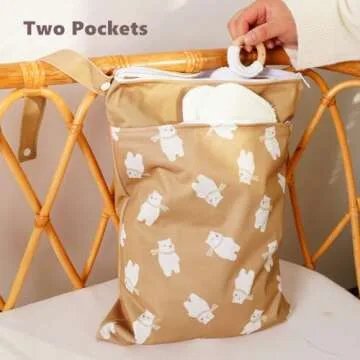Opgroeie Wet Dry Bags with Two Zippered Pockets and Handle, Reusable Storage Bag for Breast Pump Parts & Baby Items, Waterproof Diaper Bags, Yoga Gym Bag for Swimsuits or Wet Clothes-2pcs, 11.8*15.75"