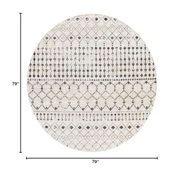 Mark&Day Washable Area Rug, 7ft Round Mary Global Beige Carpet for Living Room, Kitchen