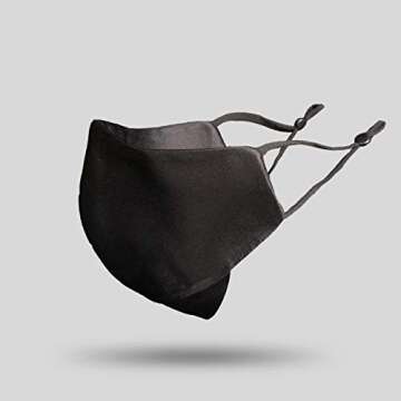 22Silk Mulberry Silk Face Mask Reusable & Adjustable Face Mask, 3D Chin Design for Flattering & Comf...