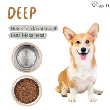 PEGGY11 Deep Stainless Steel Anti-Slip Dog Bowls - 2-Pack, 3 Cups