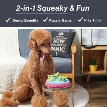 HugSmart Pet – Space Paws UFO | Squeaky Hide and Seek Plush Dog Toys | Cute Interactive Plush Puzz...