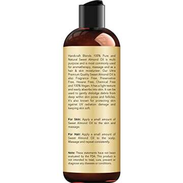 Handcraft Blends Sweet Almond Oil - 8 Fl Oz - 100% Pure and Natural - Premium Grade Carrier Oil for ...