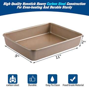 Zoymensu Baking Pan 11 x 9 inch,Non-stick Coating/Deepened Professional Bakeware,Suitable For Oven (...
