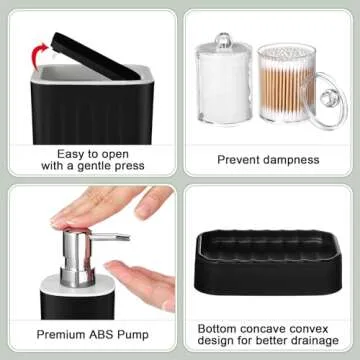 Hosuly 9 Pcs Stylish Bathroom Accessory Set for Home