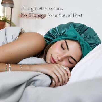 Satin Bonnet Silk Bonnet Adjustable Hair Bonnet for Sleeping Hair Bonnets for Women, Navy Blue