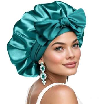 Satin Bonnet Silk Bonnet Adjustable Hair Bonnet for Sleeping Hair Bonnets for Women, Navy Blue