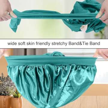 Satin Bonnet Silk Bonnet Adjustable Hair Bonnet for Sleeping Hair Bonnets for Women, Navy Blue