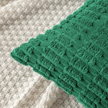 MIULEE Green Corduroy Decorative Pillow Covers 18x18 Inches