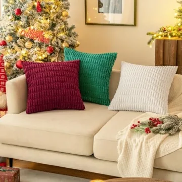 MIULEE Green Corduroy Decorative Pillow Covers 18x18 Inches