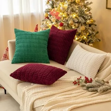 MIULEE Green Corduroy Decorative Pillow Covers 18x18 Inches