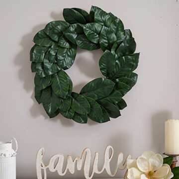 Nearly Natural 24in Artificial Magnolia Leaf Wreath for Home Decor