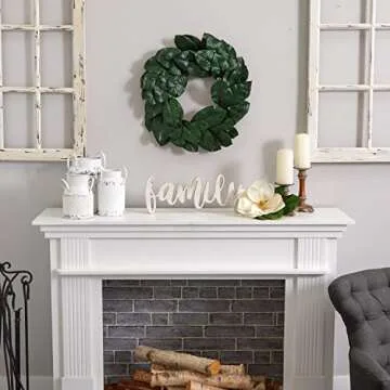 Nearly Natural 24in Artificial Magnolia Leaf Wreath for Home Decor