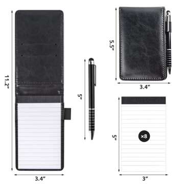 WXJ13 Mini Pocket Notepad Holder Set with Crafted PU Leather and Metal Pen