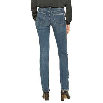 Silver Jeans Co. Women's Bleecker Mid Rise Skinny Bootcut Jeans-Legacy, Medium Indigo Distressed, 29x33