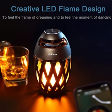 DIKAOU Portable Bluetooth Speaker Lamp with Flame Effect