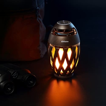 DIKAOU Portable Bluetooth Speaker Lamp with Flame Effect