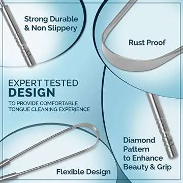 MasterMedi Stainless Steel Tongue Scraper Set for Fresh Breath