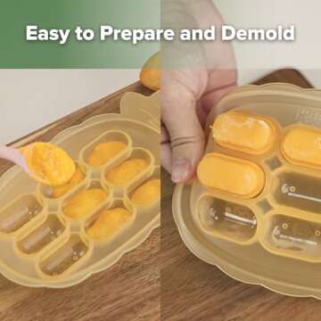 Haakaa Silicone Nibble Freezer Tray -Breastmilk Teething Popsicle Mold - Baby Fruit Food Feeder Teether Tray - Baby Food Maker - Ice Cube Tray - 4 Months+ Babies - BPA Free -Banana