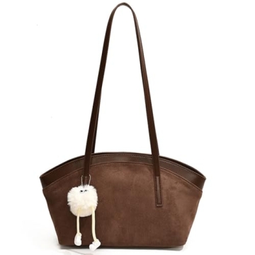 Elegant Brown Suede Tote Bag for Women - Stylish & Spacious for Work & Travel
