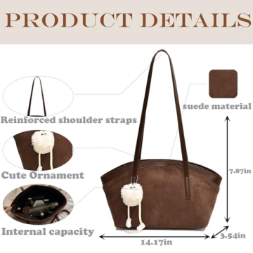 Stylish Brown Suede Tote Bag for Women Work Travel