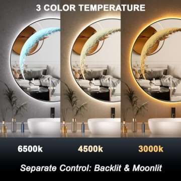 30'' Round Lighted Mirror for Elegant Home Decor