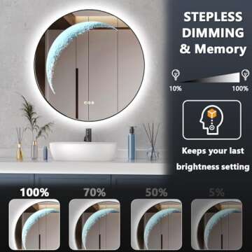 30'' Round Lighted Mirror for Elegant Home Decor
