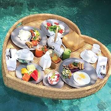 Swimming Pool Floating Tray Table, Water Surface Floating Drink Holder, Multifunction Breakfast Tray...