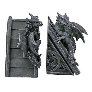 Design Toscano Castle Dragon Bookends: Unique Gothic Decor