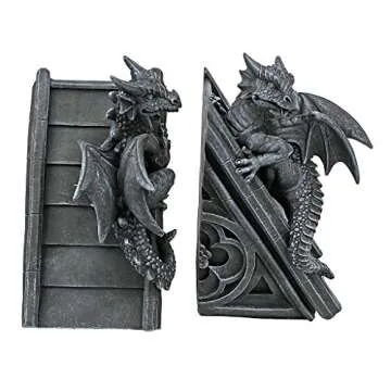 Design Toscano Castle Dragon Bookends: Unique Gothic Decor