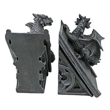 Design Toscano Castle Dragon Bookends: Unique Gothic Decor