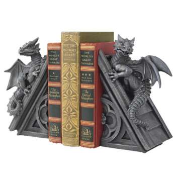 Design Toscano Castle Dragon Bookends: Unique Gothic Decor