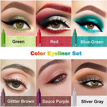 AWCCXMYM 12 Colors Eyeliner Pen Set,Glitter Eyeliner Pencil,Eye Liners for Women Waterproof Colored Eyeliners Long-Lasting Professional Eye Makeup Set for Women
