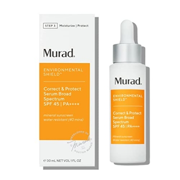 Murad Correct & Protect SPF 45 Mineral Sunscreen Serum - Brightens, Reduces Discoloration, Provides ...