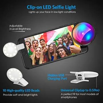 Upgraded Phone Camera Lens Kit with LED Selfie Light