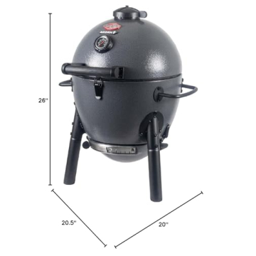 Portable Kamado Charcoal Grill with Cast Iron Grates