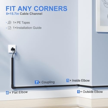 Yecaye 125in Black Cord Hider - Cable Management Kit