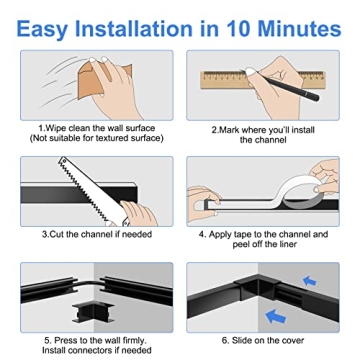 Yecaye 125in Black Cord Hider - Cable Management Kit