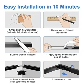 Yecaye 125in Black Cord Hider - Cable Management Kit