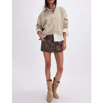 Antnation Women's Oversized Polka Dot Knit Sweater Casual Loose-Fit Pullover for Fall and Winter(Khaki-M)