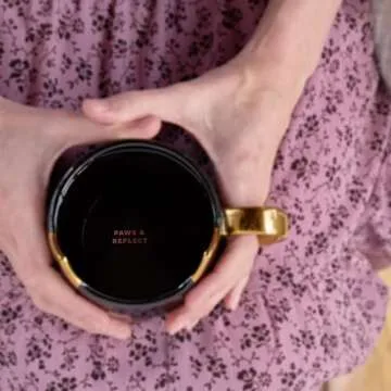 Pinky Up Chloe Black Cat Ceramic Coffee Mugs, Hot Tea Cups, Cute Travel Mug, Latte Cup, Drinking Glasses for Chocolate, Milk, Cocktails, Mocktails, Home Kitchen, 12 oz, Set of 1