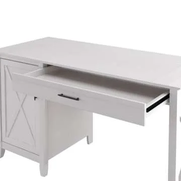 Bush Furniture Key West Computer Desk with Storage | Farmhouse PC Table for Home Office in Pure White Oak | 54W x 24D