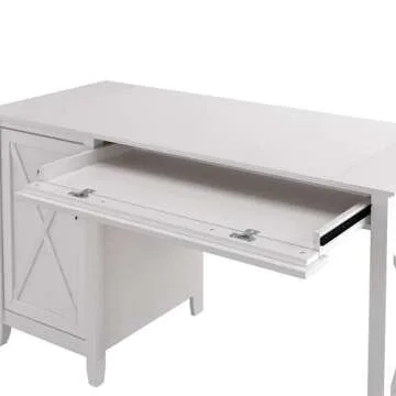 Bush Furniture Key West Computer Desk with Storage | Farmhouse PC Table for Home Office in Pure White Oak | 54W x 24D