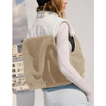 Yeokou Women Cropped Sherpa Fleece Vest for Winter Comfort