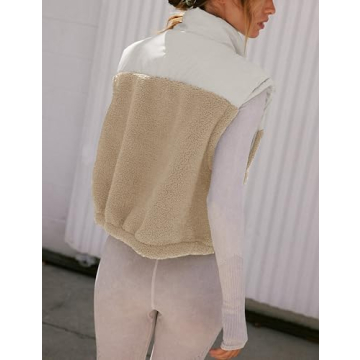 Yeokou Women Cropped Sherpa Fleece Vest for Winter Comfort