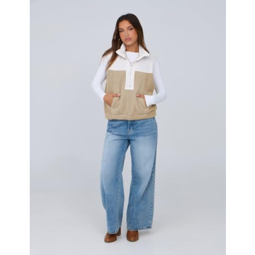 Yeokou Women Cropped Sherpa Fleece Vest for Winter Comfort