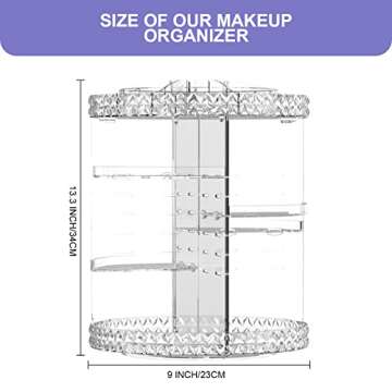 360 Rotating Makeup Organizer Large Capacity Cosmetics Organizer Beauty Organizer Clear Cosmetic Sto...