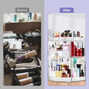 360 Rotating Makeup Organizer Large Capacity Cosmetics Organizer Beauty Organizer Clear Cosmetic Storage Display Case with 8 Layers and Detachable Shelves for Bedroom Dresser