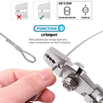 Glarks Up to 2.2mm Wire Rope Crimping Tool with 150Pcs 3 Size Aluminum Double Barrel Ferrule Crimping Loop Sleeve Kit