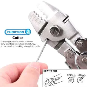 Glarks Up to 2.2mm Wire Rope Crimping Tool with 150Pcs 3 Size Aluminum Double Barrel Ferrule Crimping Loop Sleeve Kit